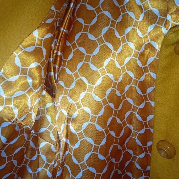 Anthropologie Tulle Mustard Yellow Wool Blend Button Up Peacoat Size Medium - Picture 6 of 9